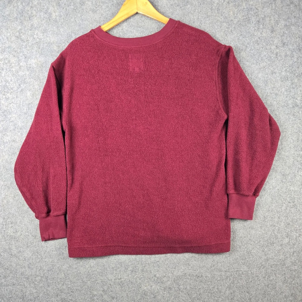 Aerie Henley Sweatshirt Womens XS Maroon Long Sleeve Button Front Sherpa Fleece - Picture 5 of 9